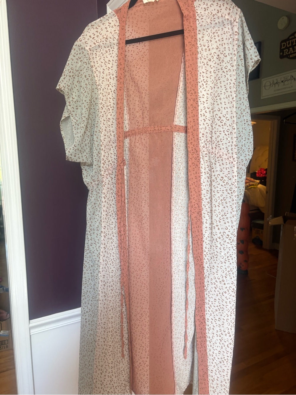 Lightweight Floral Print Maxi Kimono in Dusty coral